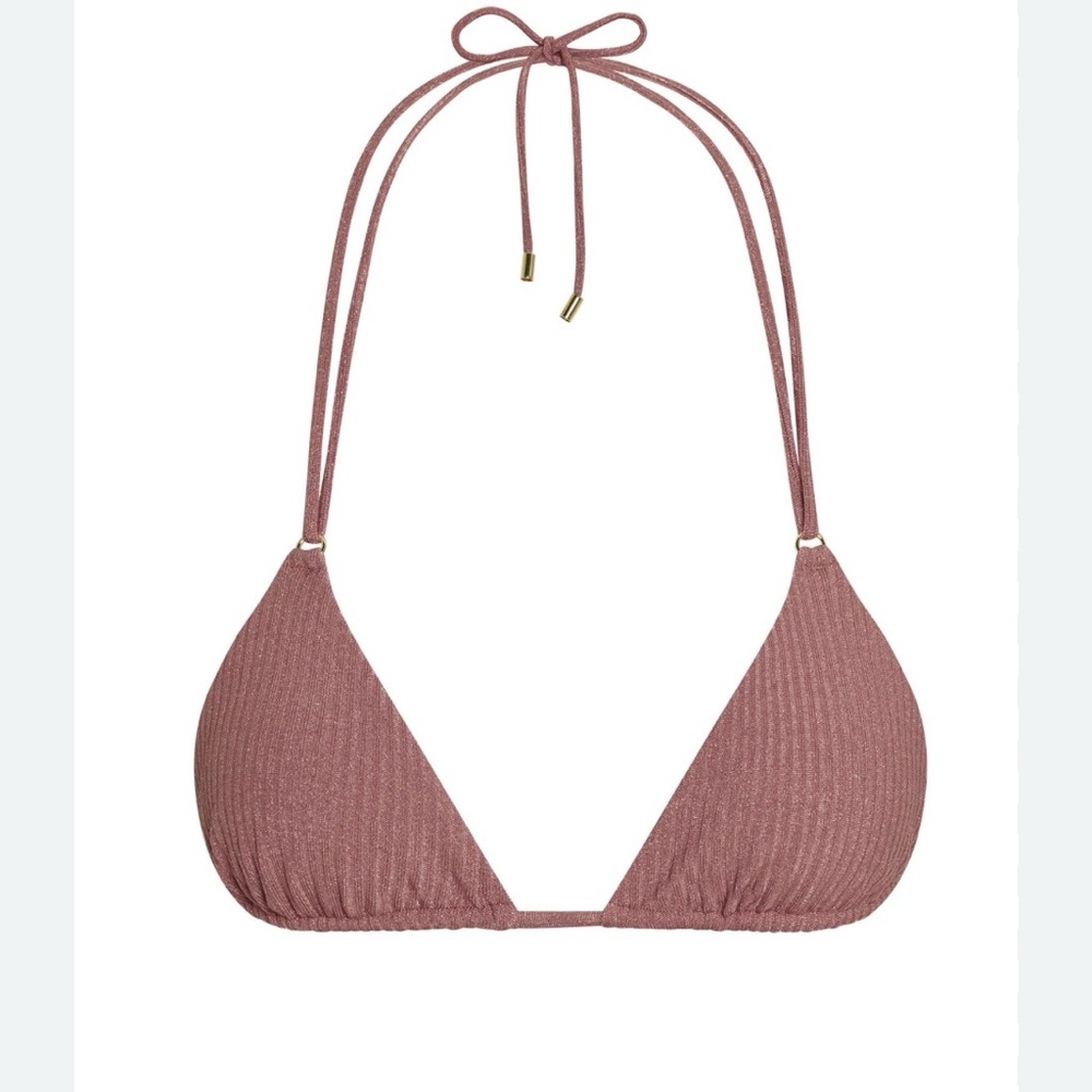 NWT Monday Swimwear Hanalei Top - Mauve Lurex Rib Size Large